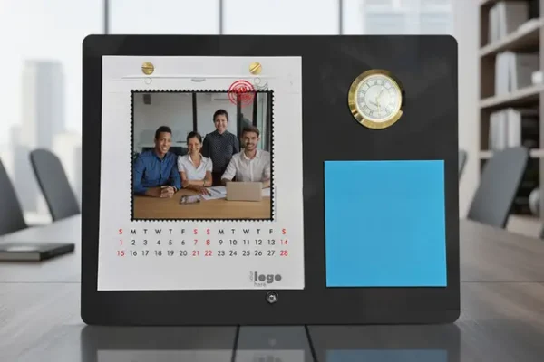 Black Acrylic Clock Desktop Calendar