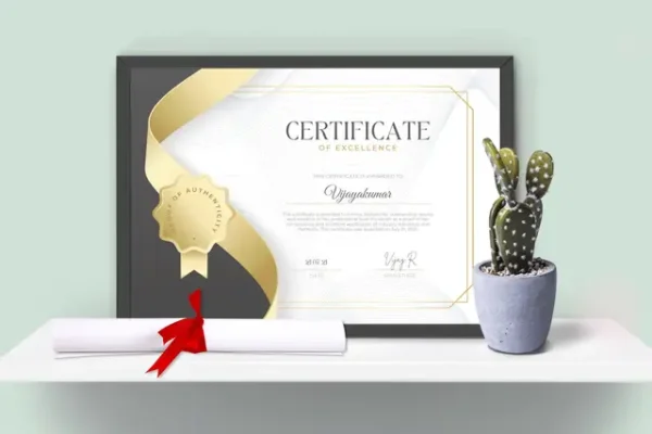 A4 Plain Black Framed Certificates