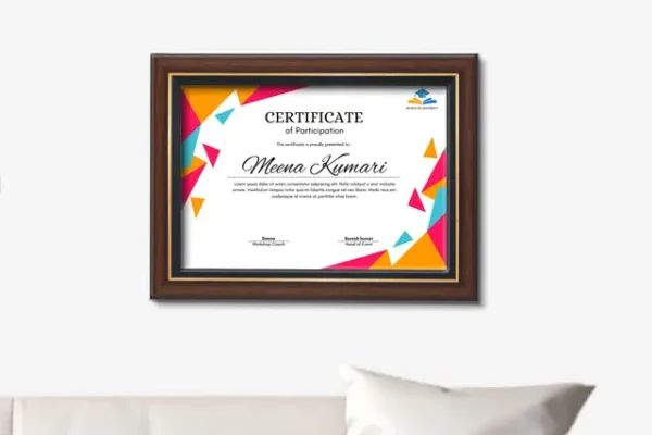 BG A Brown with Gold Sash Framed Certificates