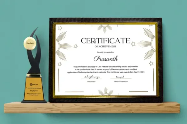 A4 Brown Goldline Framed Certificates