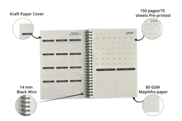 KP C Kraft Personal Softcover Wiro Diary